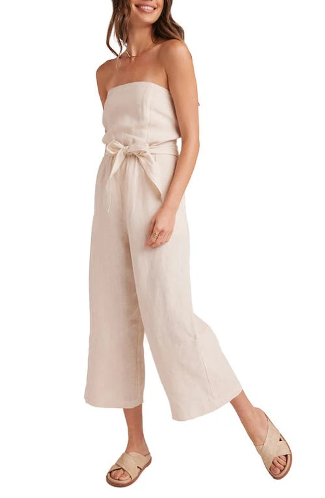 Bella Dahl Strapless Linen Crop Wide Leg Jumpsuit Samba Tan at Nordstrom,