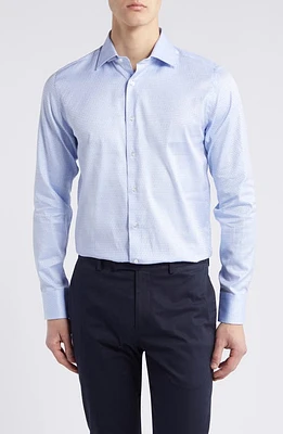 Canali Regular Fit Geometric Pattern Dress Shirt Light Blue at Nordstrom,