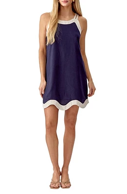 Adelyn Rae Sharon Wave Sleeveless Minidress Navy/Cream at Nordstrom,