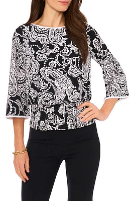 Chaus Paisley Print Blouse Black/White Multi at Nordstrom,