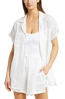 Vitamin A Playa Pocket Linen Cover-Up Tunic in Ecolinen Gauze White at Nordstrom, Size Medium