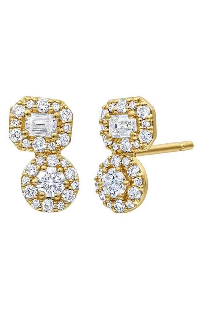 Bony Levy Maya Diamond Double Stud Earrings in 18K Yellow Gold at Nordstrom