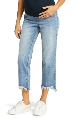 1822 Denim Over the Bump Frayed Ankle Straight Leg Maternity Jeans Xylo at Nordstrom,