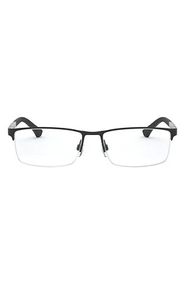 Emporio Armani 53mm Half Rim Optical Glasses in Black Rubber at Nordstrom