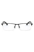 Emporio Armani 53mm Half Rim Optical Glasses in Black Rubber at Nordstrom