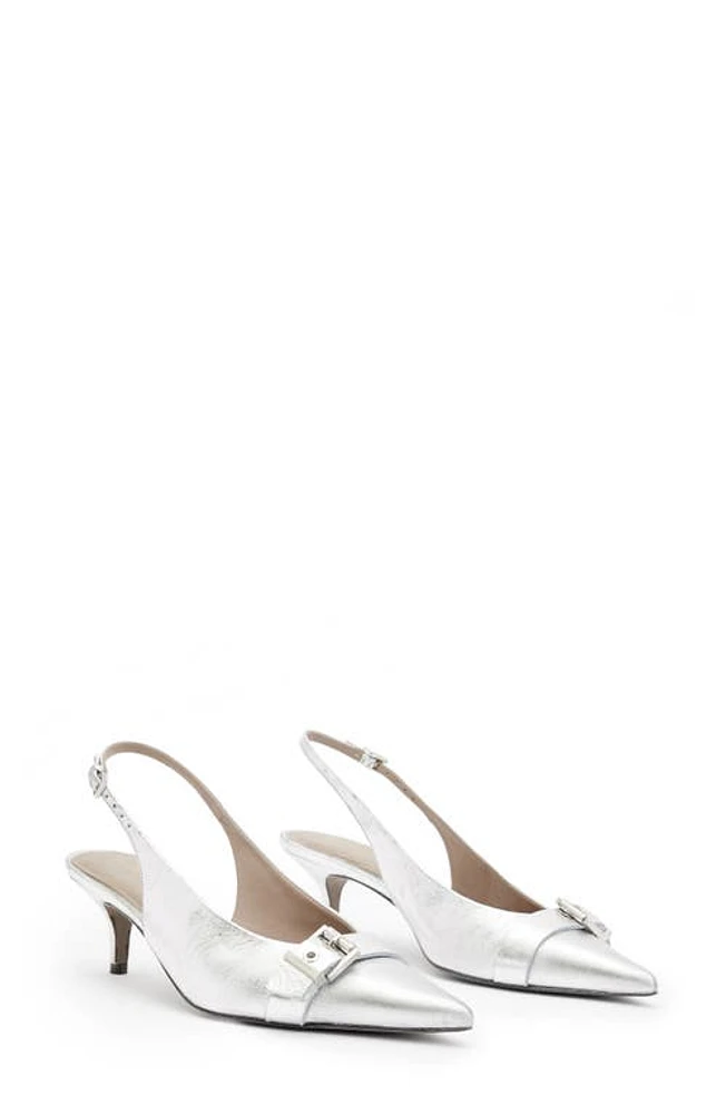 AllSaints Selina Pointed Toe Slingback Pump Metallic Silver at Nordstrom,