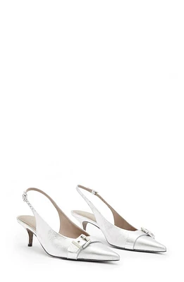 AllSaints Selina Pointed Toe Slingback Pump Metallic Silver at Nordstrom,