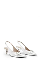 AllSaints Selina Pointed Toe Slingback Pump Metallic Silver at Nordstrom,