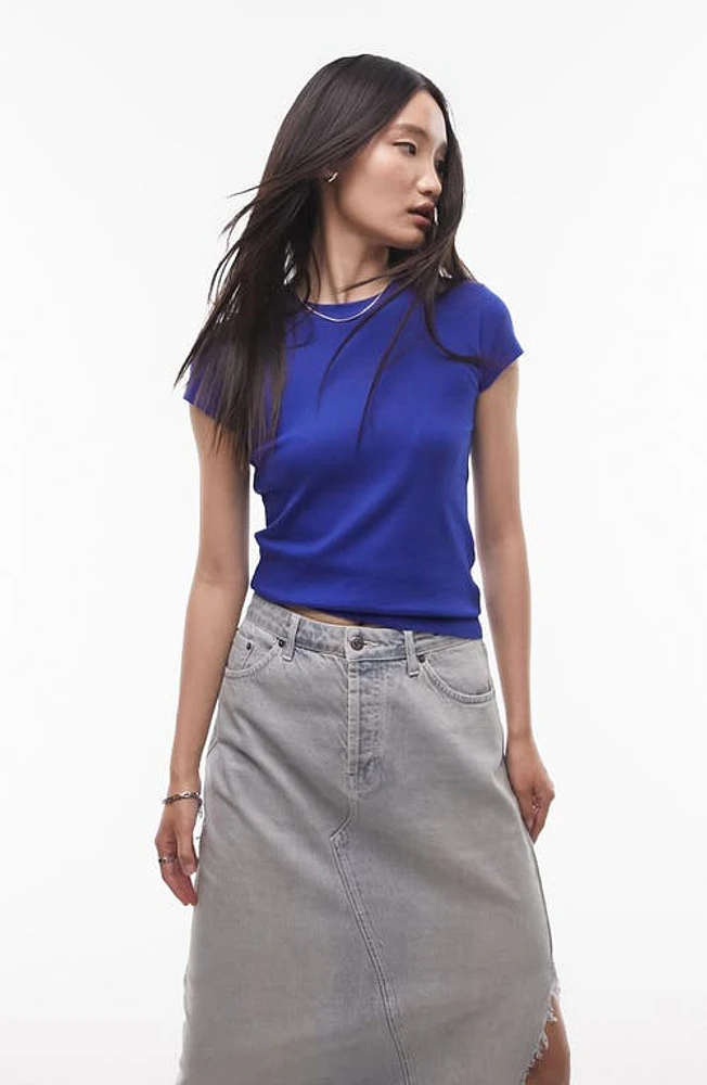 Topshop Everyday Shrunken Cotton T-Shirt in Mid Blue at Nordstrom, Size X-Small