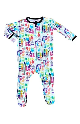 Peregrine Kidswear Watercolors Fitted One Piece Footed Pajamas White at Nordstrom,