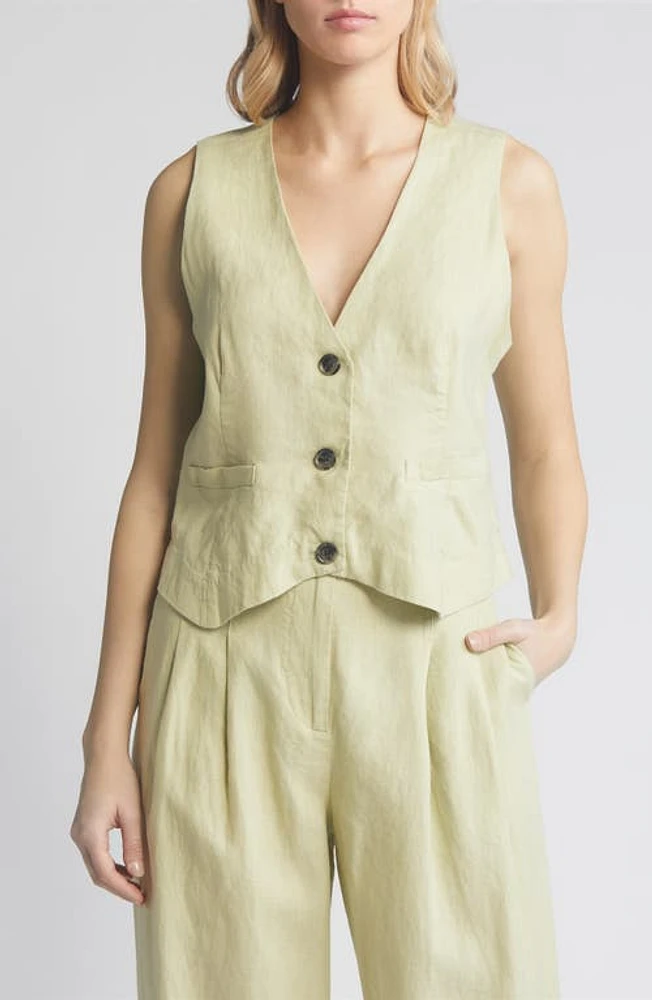 Masai Copenhagen Jordyn Linen Vest in Bog at Nordstrom, Size X-Large