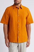 Ted Baker London Verdon Relaxed Fit Solid Short Sleeve Cotton Seersucker Button-Up Shirt at Nordstrom,