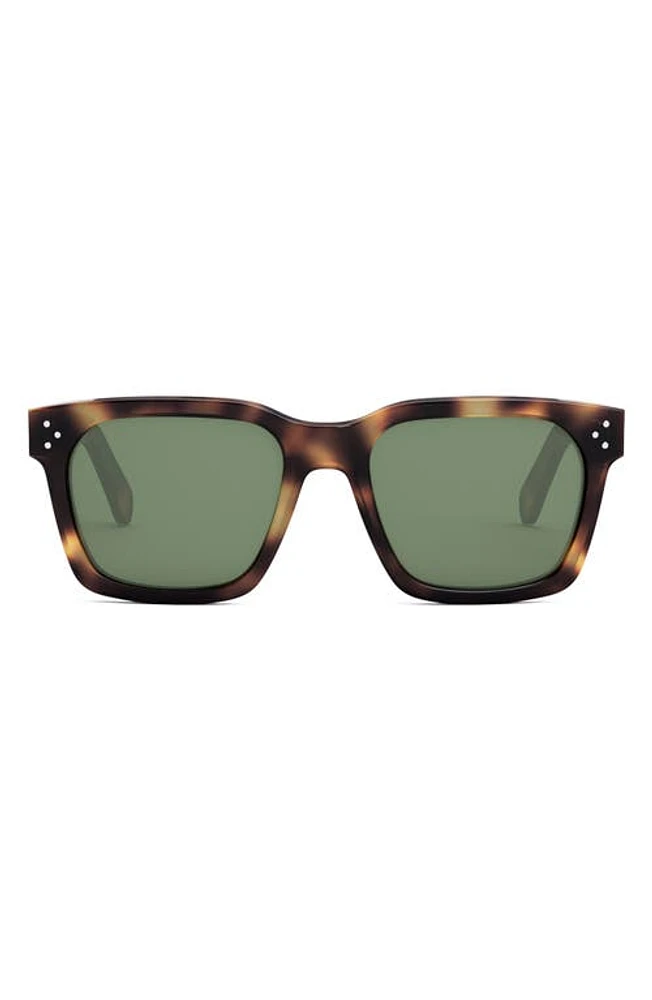 CELINE 54mm Geometric Sunglasses in Blonde Havana /Green at Nordstrom