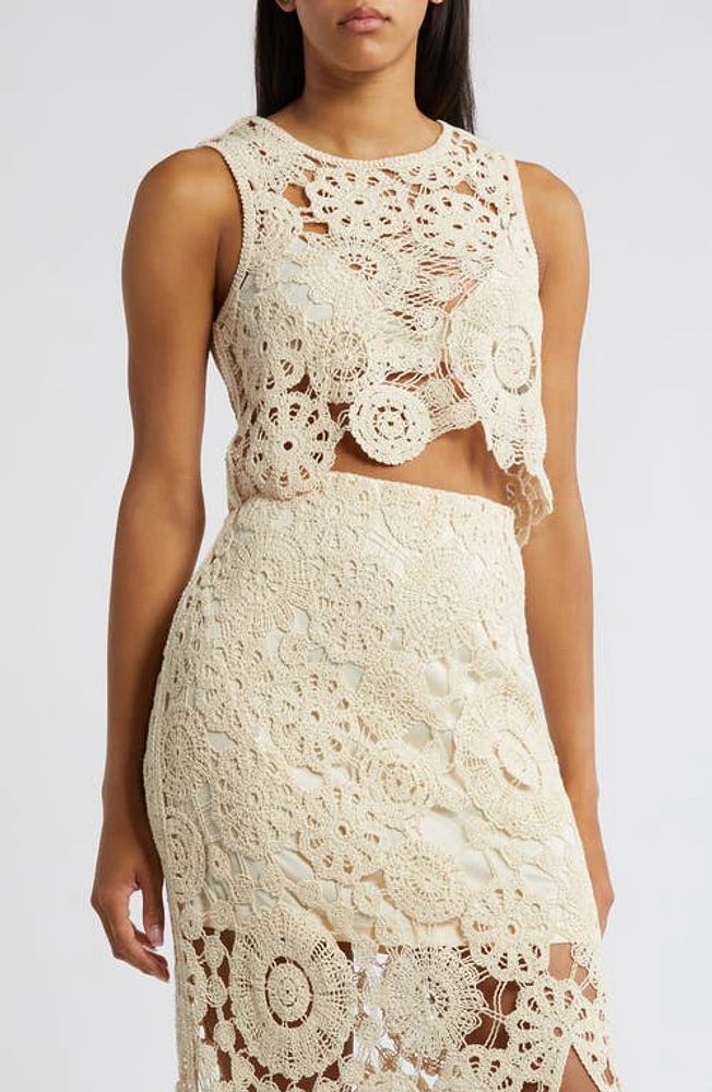 VERO MODA Lili Crop Lace Tank Sand Dollar at Nordstrom,