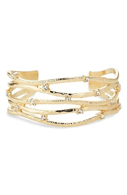 Nordstrom Crystal Wavy Cuff Bracelet in Clear- Gold at Nordstrom