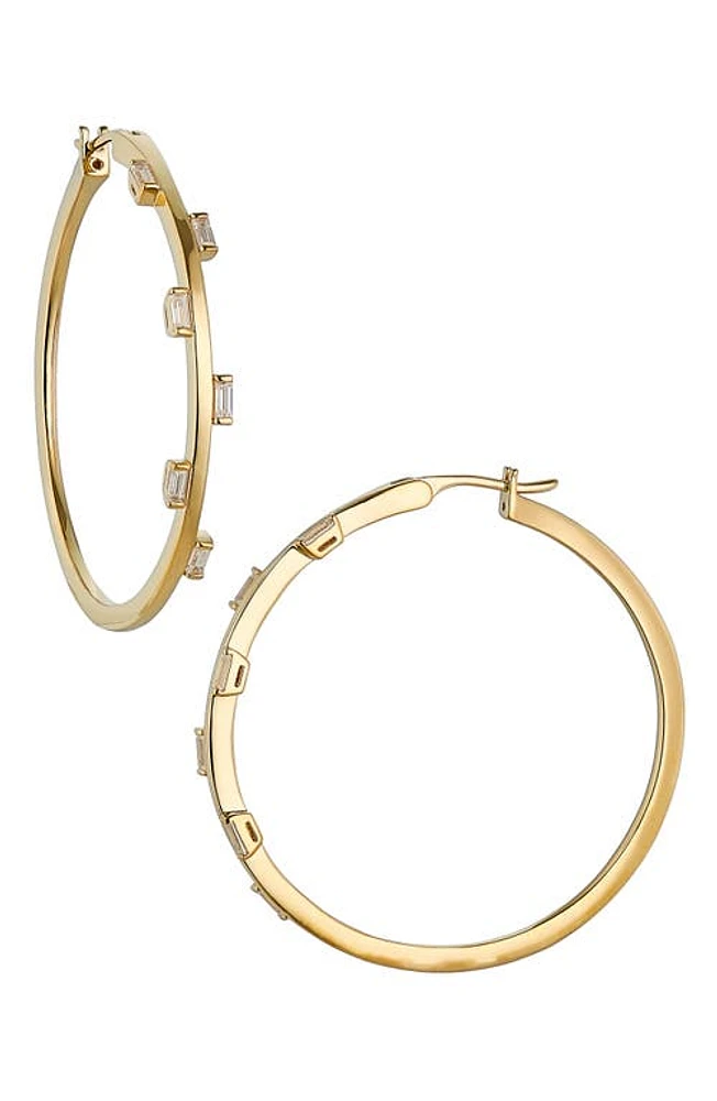 Nadri Baguette Cut Cubic Zirconia Hoop Earrings in Gold at Nordstrom