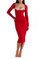 HOUSE OF CB Seraphina Corset Detail Long Sleeve Dress at Nordstrom,