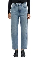 MANGO Forward Seam Straight Leg Crop Jeans Medium Blue at Nordstrom,