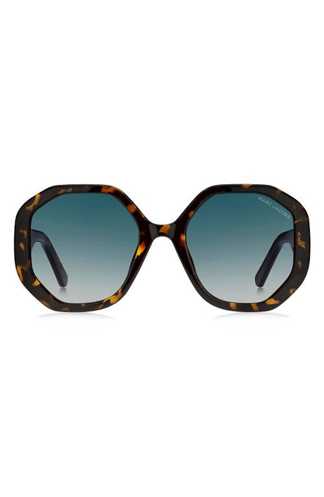 Marc Jacobs 53mm Gradient Round Sunglasses in Havana/Blue Shaded at Nordstrom