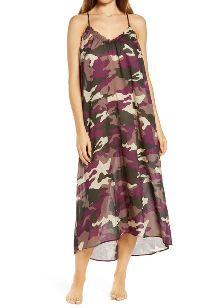 Everyday Ritual V-Neck Nightgown Plum Camo at Nordstrom,