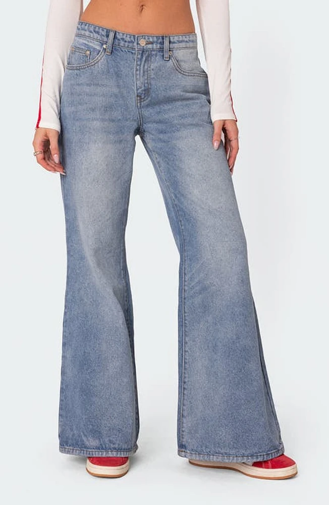 EDIKTED Low Rise Wide Leg Jeans Light-Blue at Nordstrom,