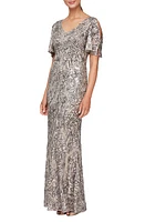 Alex Evenings Sequin Lace Cold Shoulder Trumpet Evening Gown at Nordstrom