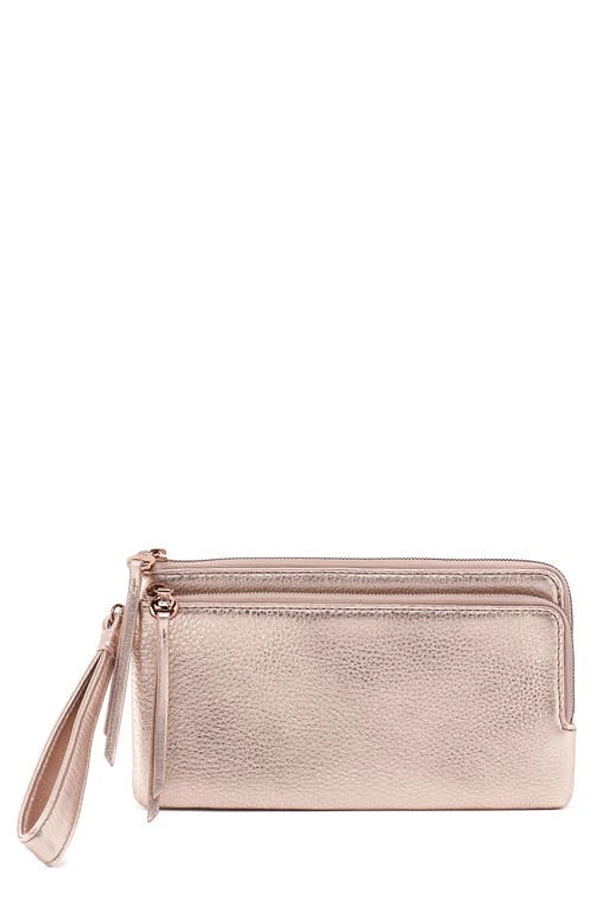 HOBO Dayton Leather Wristlet in Pink Gold Metallic at Nordstrom