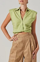 ASTR the Label Kathlynn Linen Blend Sleeveless Shirt Celery at Nordstrom,