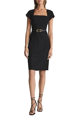 Reiss Haisley Wool Blend Sheath Dress Black at Nordstrom, Us