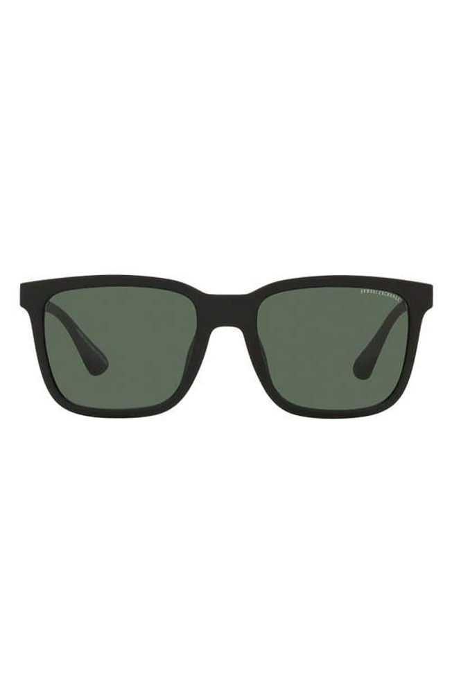 Armani Exchange 55mm Rectangular Sunglasses in Matte Black at Nordstrom