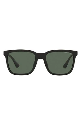 Armani Exchange 55mm Rectangular Sunglasses in Matte Black at Nordstrom