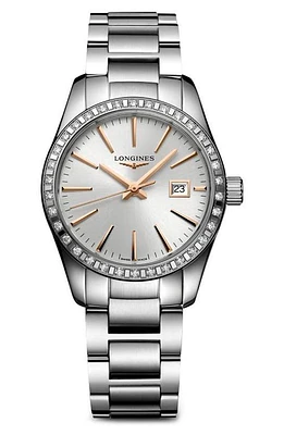 Longines Conquest Classic Diamond Bracelet Watch, 29mm in Silver at Nordstrom