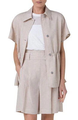 Akris punto Cinched Waist Short Sleeve Jacket Beige at Nordstrom,