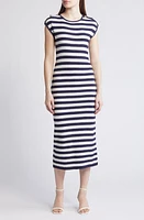 ZOE AND CLAIRE Stripe Midi Sweater Dress Navy/Ivory at Nordstrom,