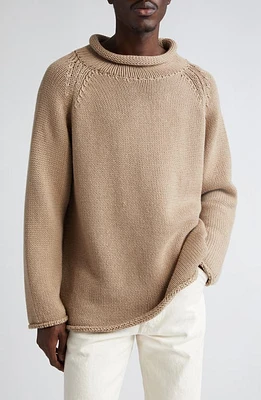 Bode Cashmere Roll Neck Sweater Oatmeal at Nordstrom,