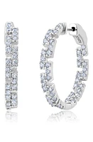 Crislu Medium Cubic Zirconia Regal Inside Out Hoop Earrings in Silver at Nordstrom