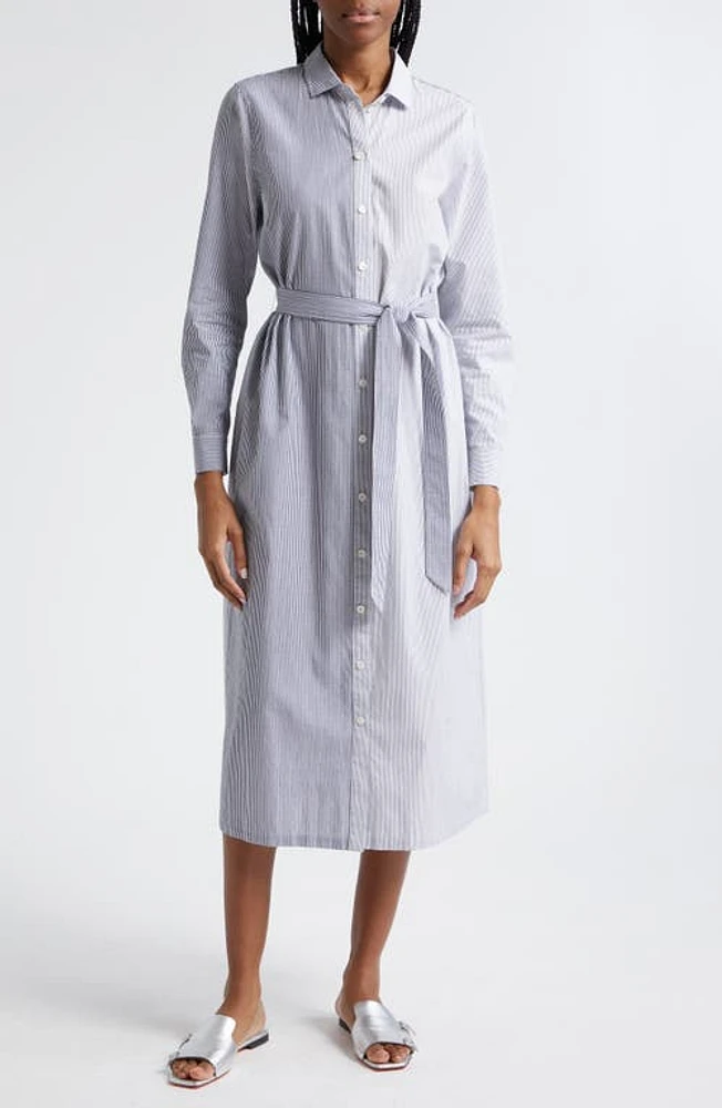 ATM Anthony Thomas Melillo Stripe Colorblock Long Sleeve Shirtdress Chalk /Ink at Nordstrom,