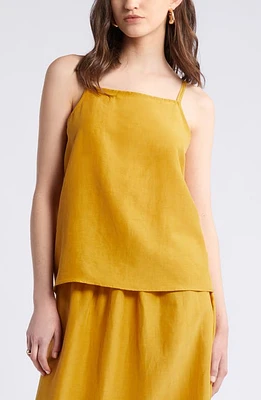 Nordstrom Square Neck Cupro & Linen Blend Tank Top Yellow Myth at Nordstrom,