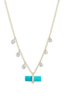 Meira T Turquoise Bar & Diamond Necklace in Yellow Gold at Nordstrom, Size 18