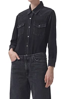 AGOLDE Glinda Snap Front Denim Shirt in Intense at Nordstrom, Size Small