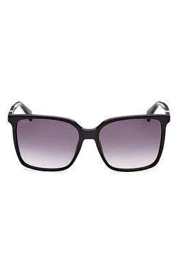 Max Mara 57mm Gradient Square Sunglasses in Shiny Black /Gradient Smoke at Nordstrom