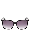 Max Mara 57mm Gradient Square Sunglasses in Shiny Black /Gradient Smoke at Nordstrom