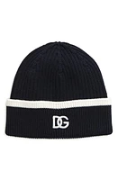 Dolce & Gabbana Logo Embroidered Beanie in Blu/Bianco at Nordstrom