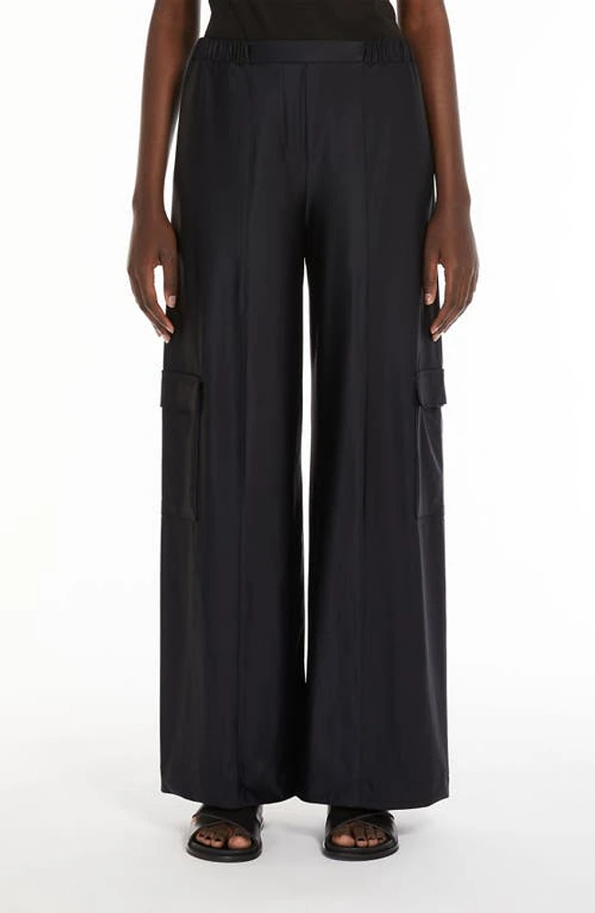 Max Mara Leisure Teseo Wide Leg Cargo Pants Black at Nordstrom,