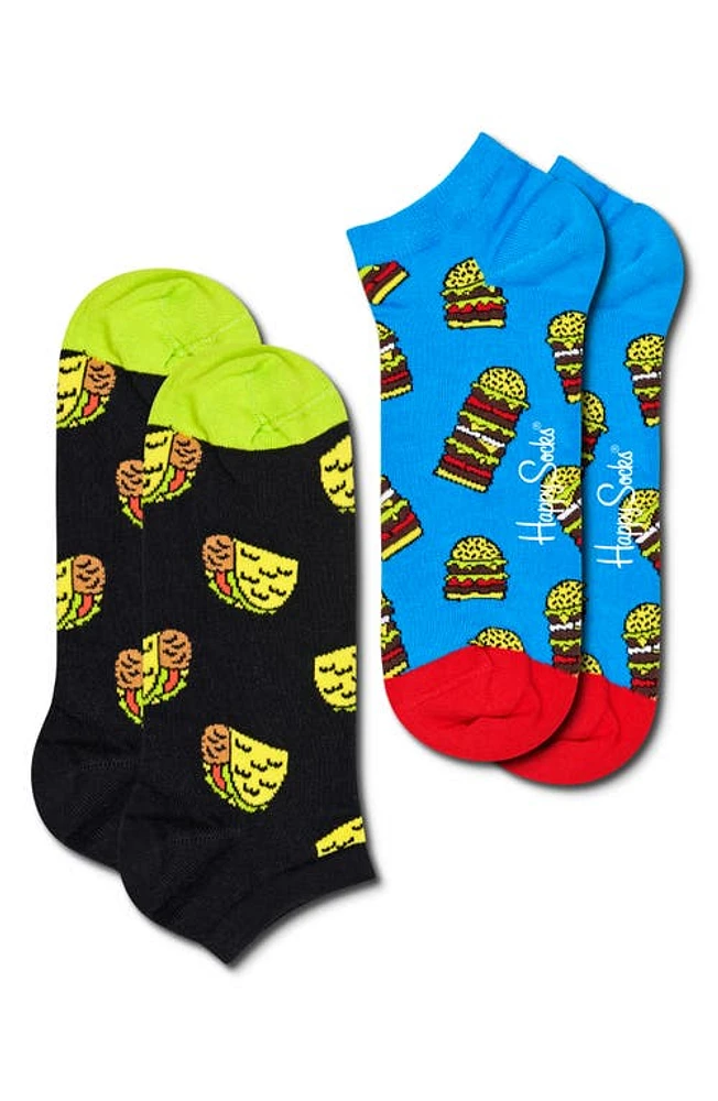 Happy Socks Assorted 2-Pack Foodie Ankle Socks in Black at Nordstrom