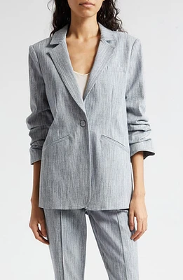 Cinq à Sept Khloe Stretch Cotton Blend Blazer Indigo/White at Nordstrom,