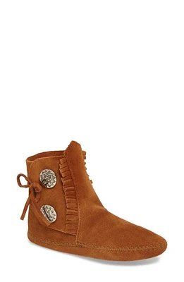 Minnetonka Two-Button Softsole Bootie Brown at Nordstrom,