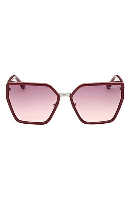 GUESS 59mm Gradient Geometric Sunglasses in Shiny Bordeaux /Gradient at Nordstrom