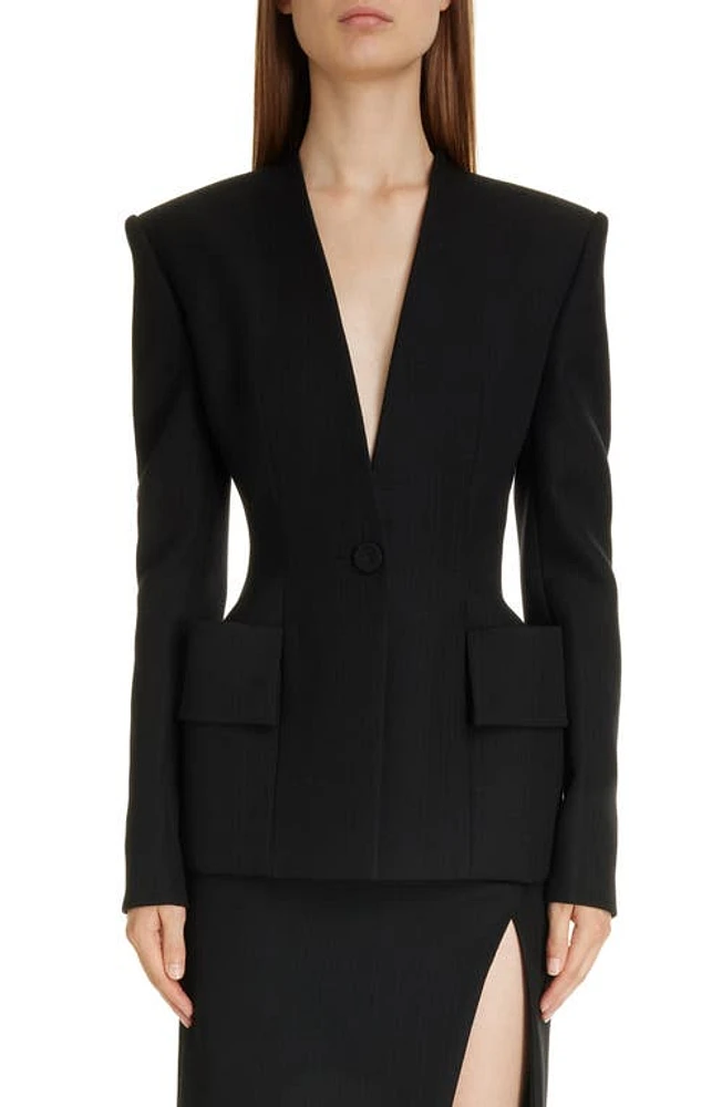 Givenchy Pocket Detail Hourglass Wool Blazer in Black at Nordstrom, Size 6 Us