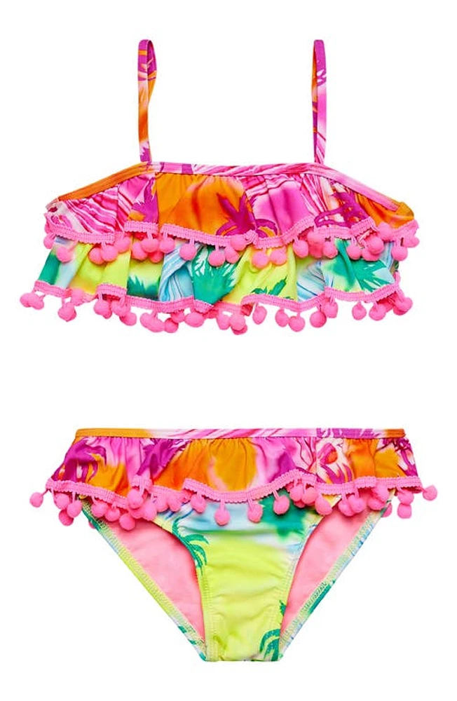 Beach Lingo Kids' Ruffle Two-Piece Swimsuit Pink Multi at Nordstrom, T